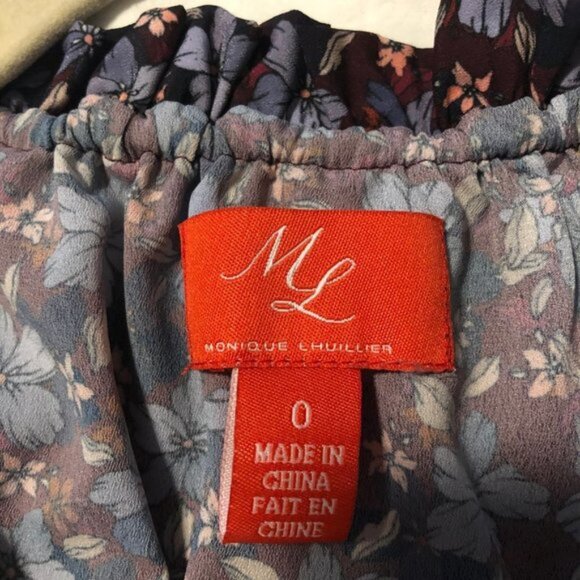 ML MONIQUE LHUILLIER Floral Print Maxi Sleeveless Dress 0 NWT Purple Multicolor - Picture 4 of 8